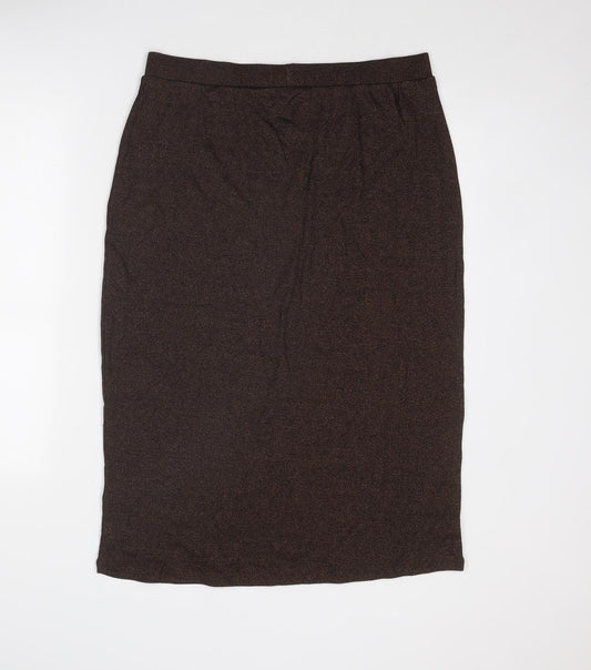 Marks and Spencer Womens Brown Cotton A-Line Skirt Size 16