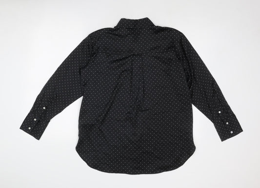 Marks and Spencer Womens Black Polka Dot Polyester Basic Button-Up Size 8 Collared