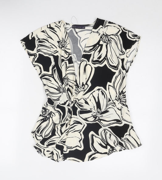 Womens UK Size 10 Marks and Spencer Black Wrap Blouse