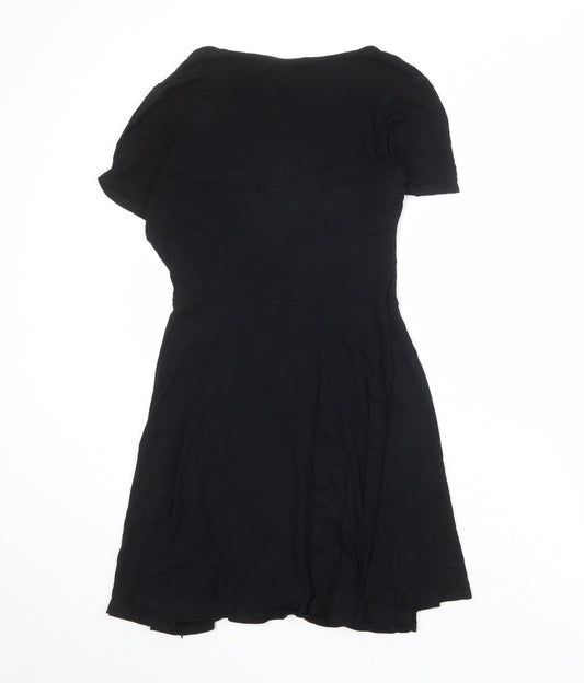 Boohoo Womens Black Viscose A-Line Size 12 Round Neck Pullover