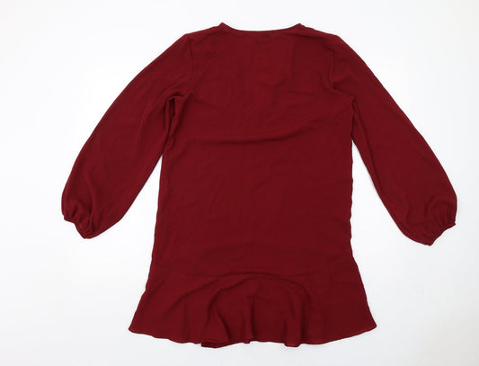 ASOS Womens Red Polyester Mini Size 10 V-Neck Pullover