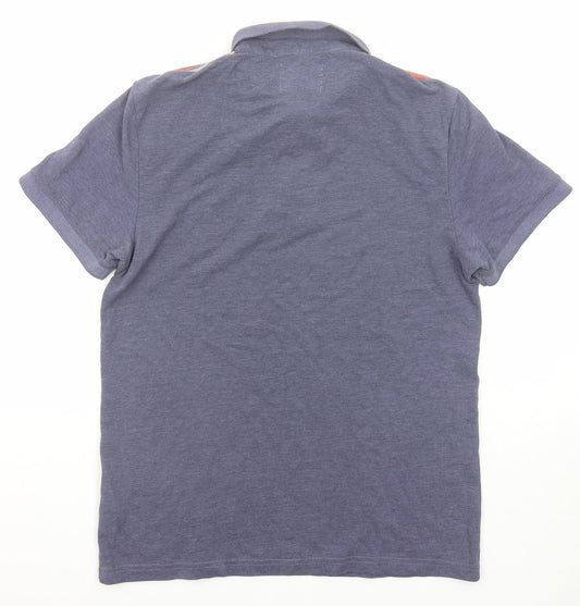 Burton Mens Blue Cotton Polo Size S Collared Button