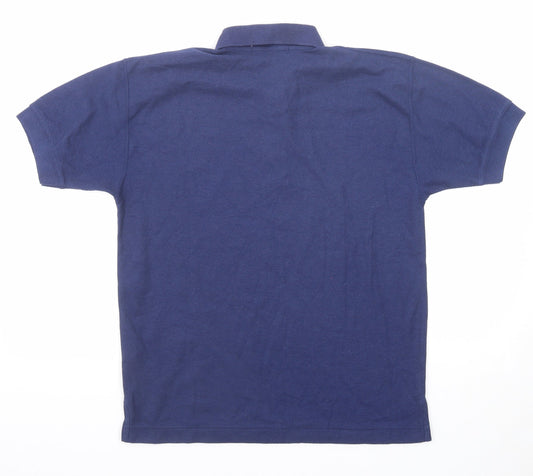Leisure Classics Mens Blue Polyester Polo Size S Collared Button