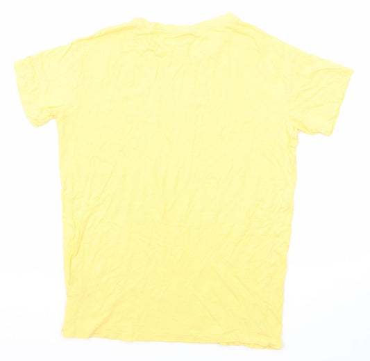 Womens UK Size XS PINK Yellow Basic T-Shirt