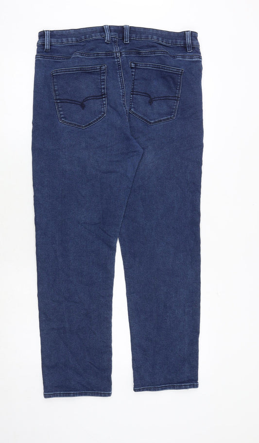 NEXT Mens Blue Cotton Straight Jeans Size 36 in Slim Zip