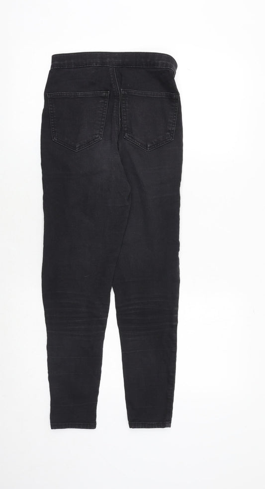 Topshop Womens Black Cotton Skinny Jeans Size 28 in Regular Zip