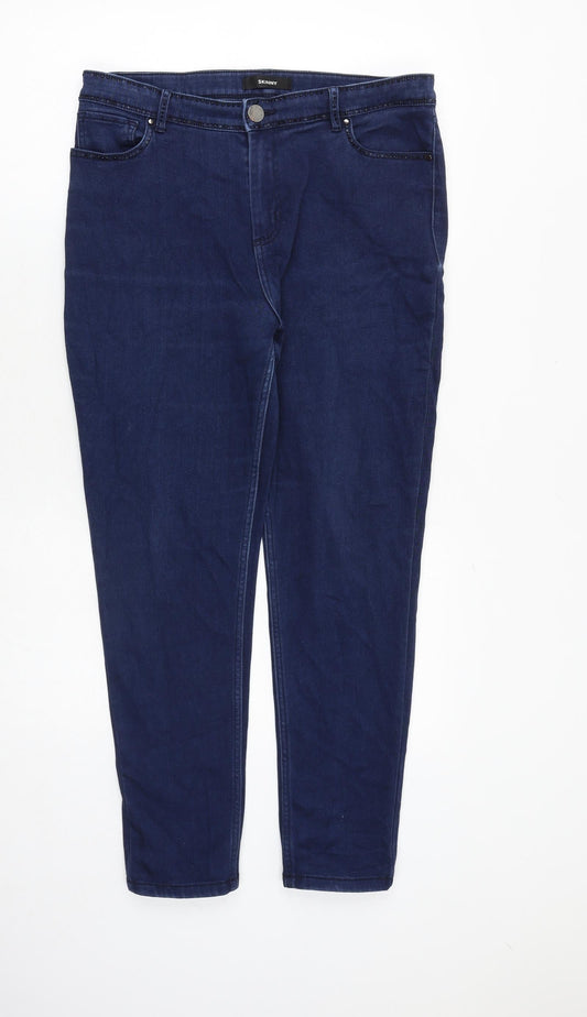 Womens UK Size 34 in Per Una Regular Fit Skinny Blue Jeans