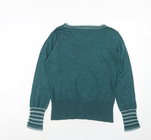 Autonomy Womens Blue V-Neck Acrylic Pullover Jumper Size 10