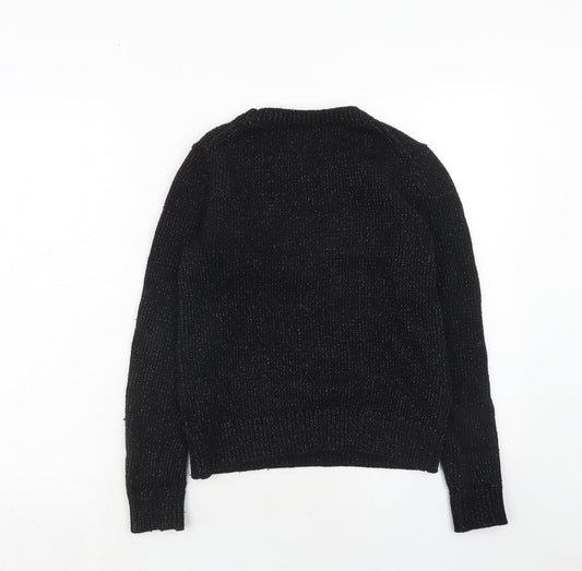 Gap Womens Black Round Neck Nylon Pullover Jumper Size S