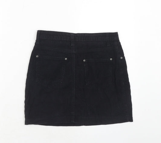 Boohoo Womens Black Cotton A-Line Skirt Size 6 Zip