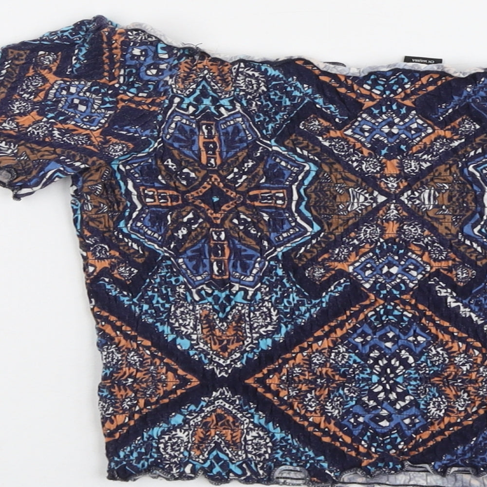 Womens UK Size S Monki Blue Cropped Blouse