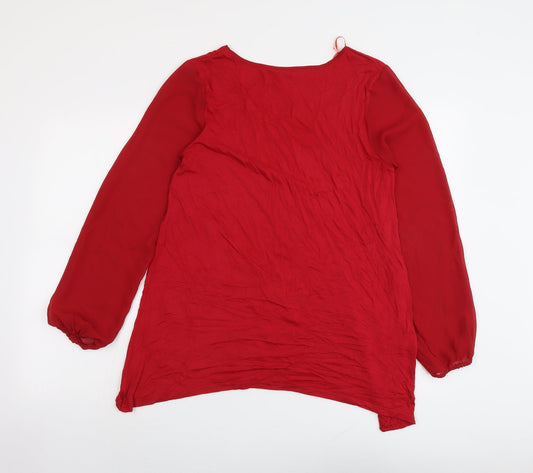 Epilogue Womens Red Viscose Basic Blouse Size 12 Scoop Neck