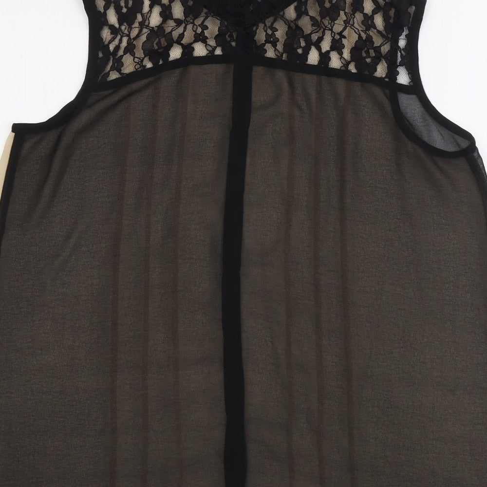 Pioko Womens Black Polyester Basic Button-Up Size 16 Collared