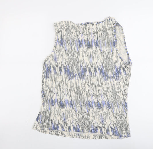 Autograph Womens Beige Geometric Viscose Basic Tank Size 14 Cowl Neck