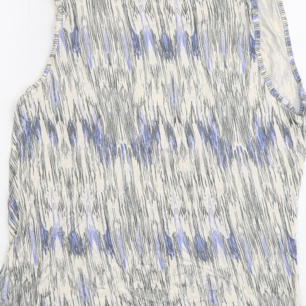 Autograph Womens Beige Geometric Viscose Basic Tank Size 14 Cowl Neck