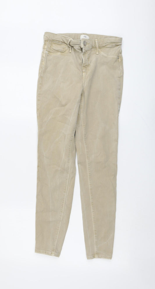 Womens UK Size 10 River Island Regular Fit Skinny Beige Jeans