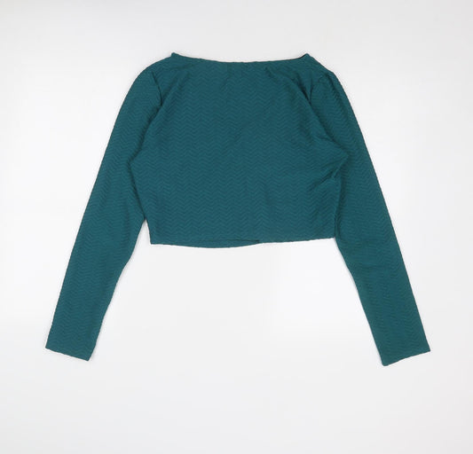Womens UK Size L Cooperative Blue Cropped T-Shirt