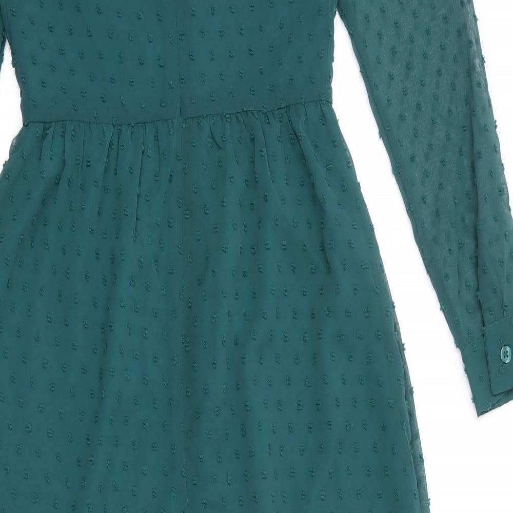 Rihoas Womens Green Polka Dot Polyester Trapeze & Swing Size XS Sweetheart Zip
