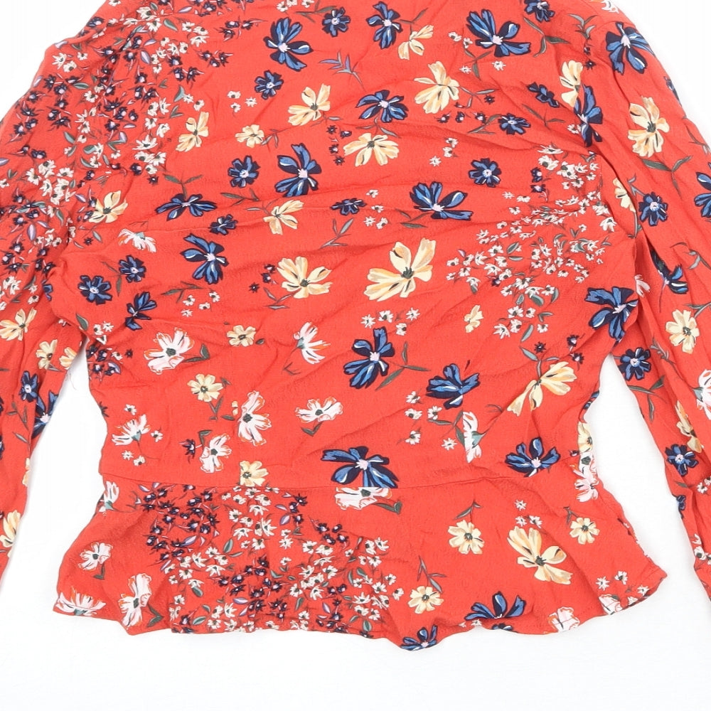 Womens UK Size 6 H&M Red Basic Button-Up