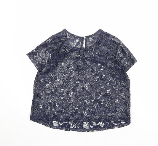 Debenhams Womens Blue Polyester Basic Blouse Size 8 Boat Neck