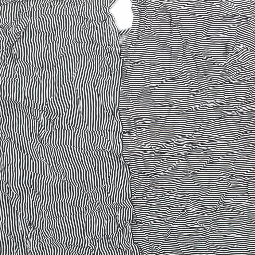 Esprit Womens Black Striped Viscose Basic Blouse Size S Boat Neck