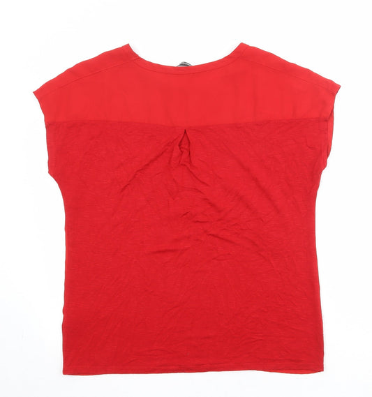 Bonmarché Womens Red Polyester Basic Blouse Size 14 Boat Neck