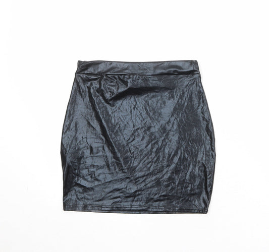 Boohoo Womens Black Polyester A-Line Skirt Size 10