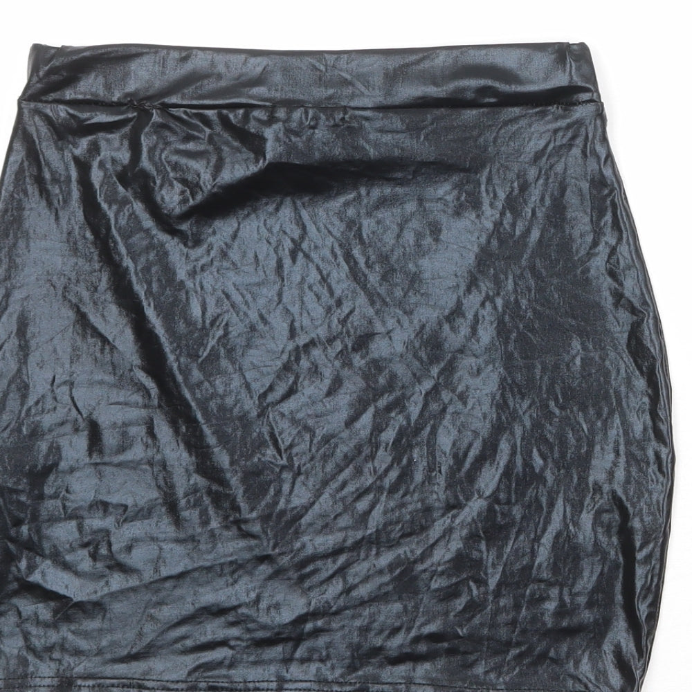 Boohoo Womens Black Polyester A-Line Skirt Size 10