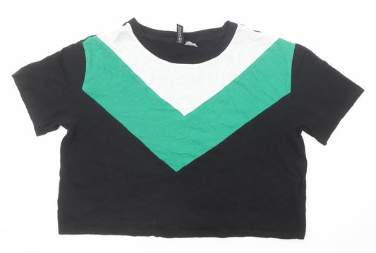 Womens UK Size XS Divided by H&M Black Basic T-Shirt