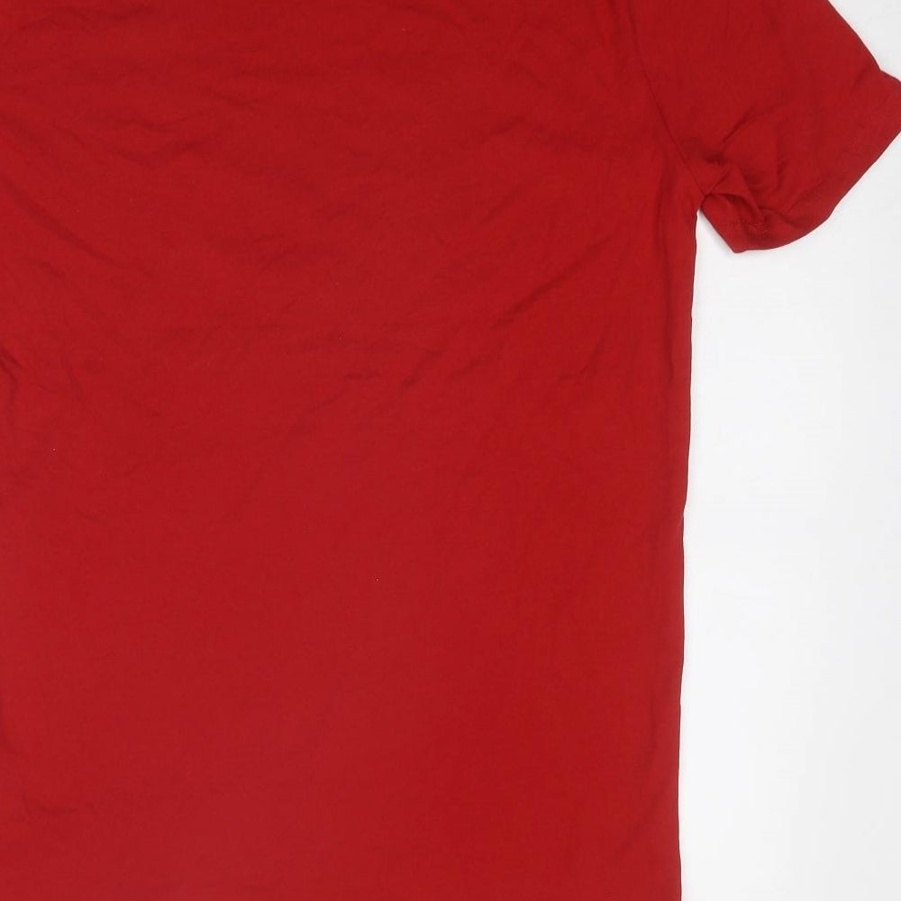 Marks and Spencer Mens Red Cotton T-Shirt Size S Round Neck - Merry Christmas Brew Dolph