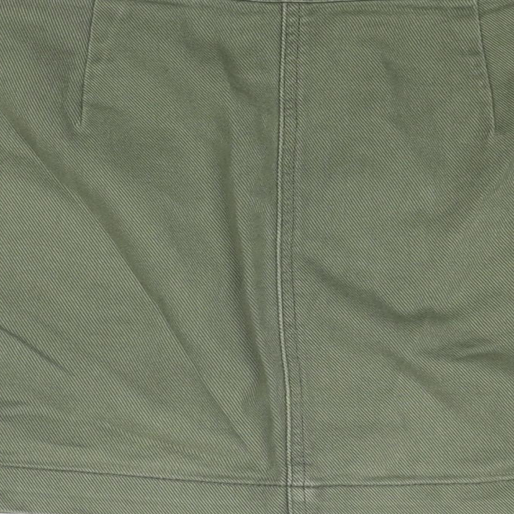 Divided by H&M Womens Green Cotton A-Line Skirt Size 6 Zip