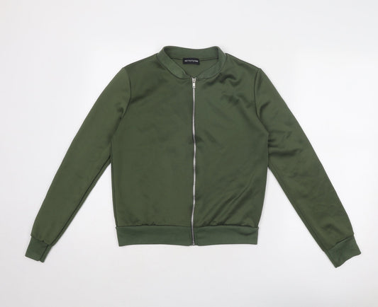 Womens UK Size S PRETTYLITTLETHING Green Bomber Jacket