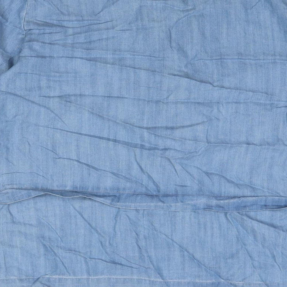 House of Fraser Womens Blue Lyocell Basic Blouse Size 12 Round Neck