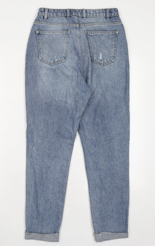 Urban bliss Womens Blue Cotton Mom Jeans Size 8 Regular Zip