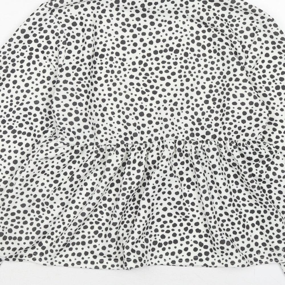 I SAW IT FIRST Womens White Animal Print Polyester Basic Blouse Size 10 High Neck - Dalmatian Print