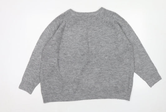 Intuition Womens Grey Round Neck Acrylic Pullover Jumper Size 20