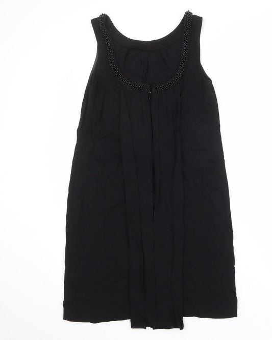 Monsoon Womens Black Viscose A-Line Size 8 Round Neck Zip