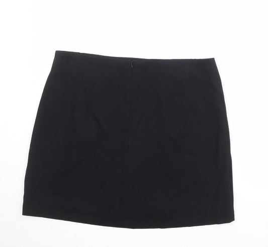Marks and Spencer Womens Black Polyester A-Line Skirt Size 20 Zip