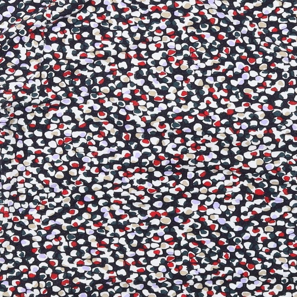 John Lewis Womens Blue Geometric Viscose Basic Blouse Size 12 Square Neck - Twist Detail