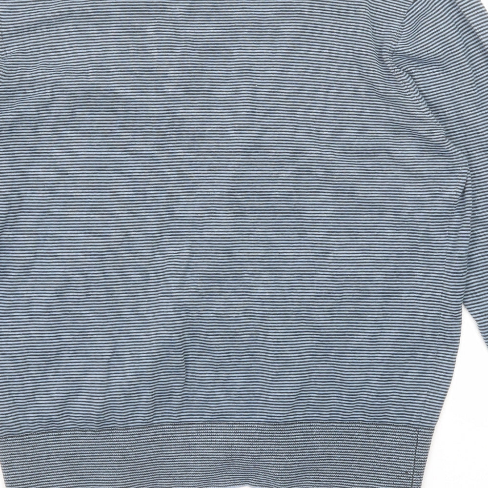 Modern Amusement Womens Blue V-Neck Striped Cotton Cardigan Jumper Size M