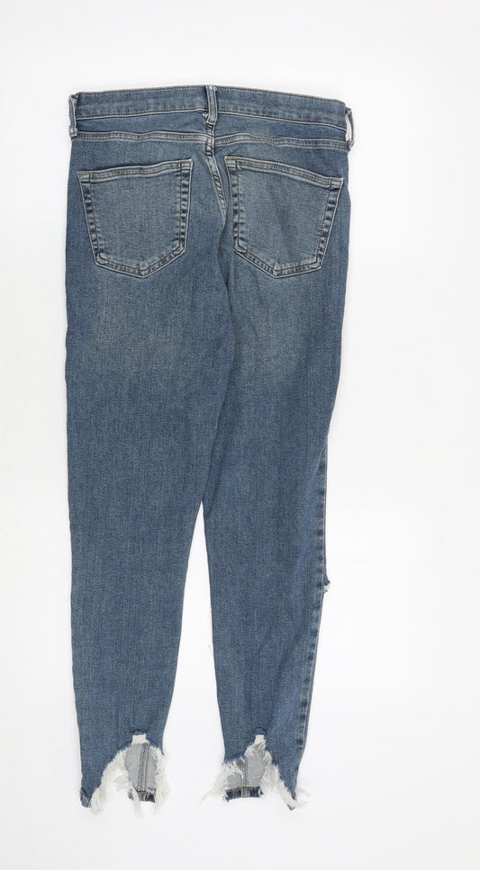 Topshop Womens Blue Cotton Skinny Jeans Size 30 in Regular Zip