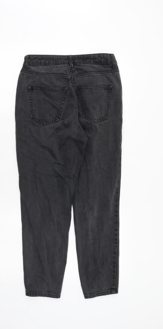 Topshop Womens Black Cotton Mom Jeans Size 26 in Regular Zip
