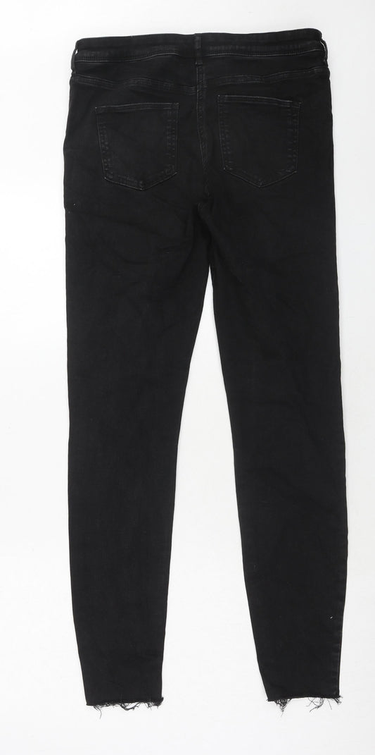 NEXT Womens Black Cotton Skinny Jeans Size 12 Regular Zip