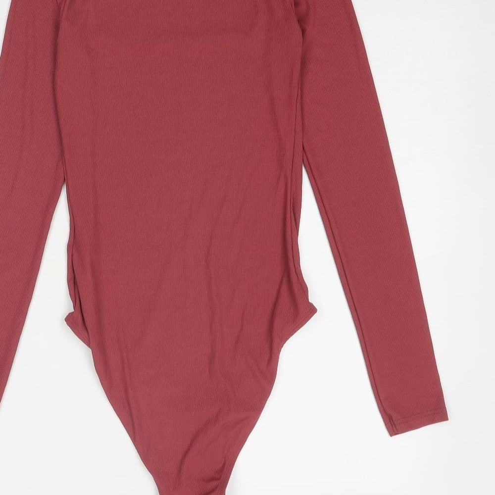 Topshop Womens Pink Polyester Bodysuit One-Piece Size 8 Snap