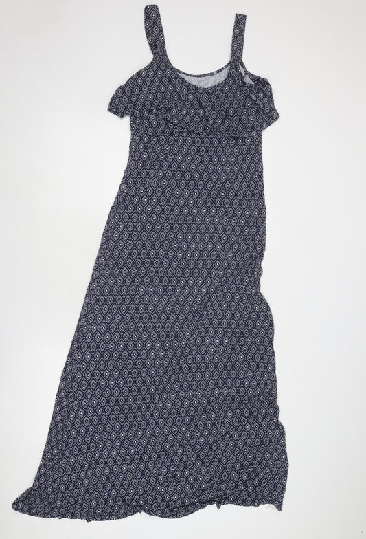JoJo Maman Bébé Womens Blue Geometric Viscose A-Line Size S Round Neck Pullover