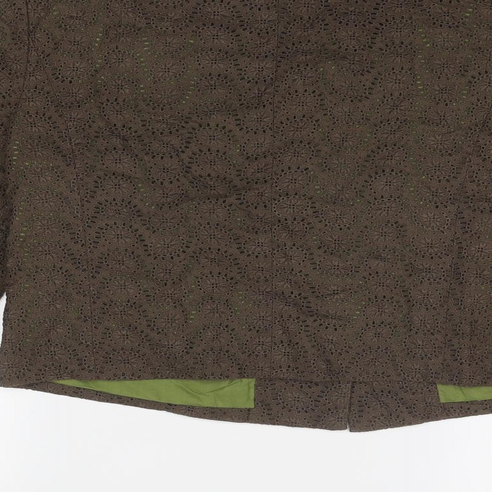 Brand and care label for Autograph women’s brown jacket, size UK 12, button