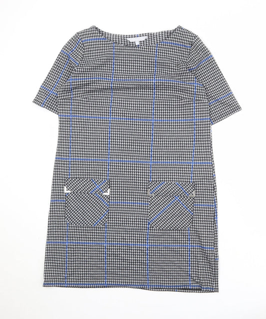 Additional front view of Red Herring women’s grey geometric polyester a-line, size UK 14, round neck pullover