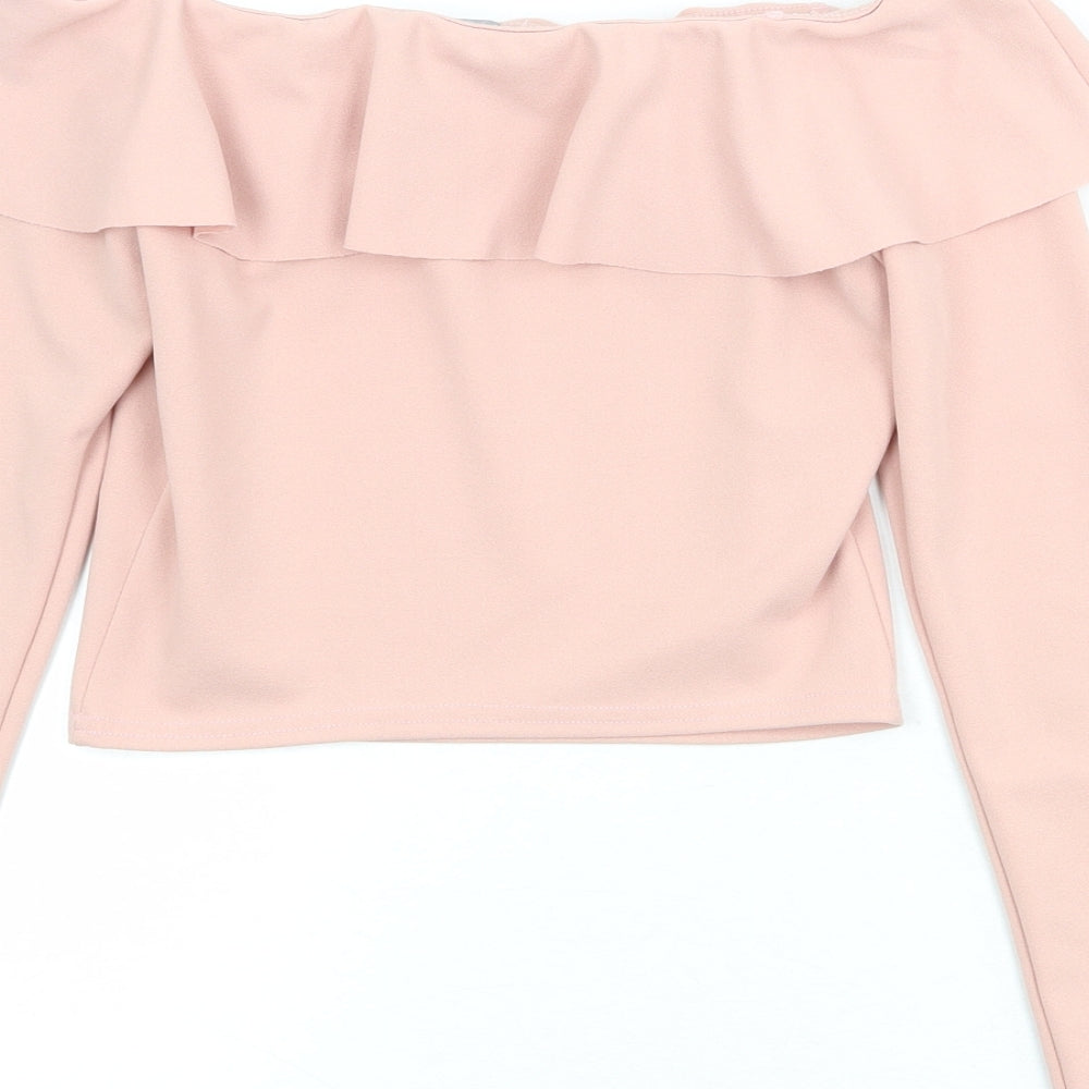 Womens UK Size 12 New Look Pink Cropped Blouse