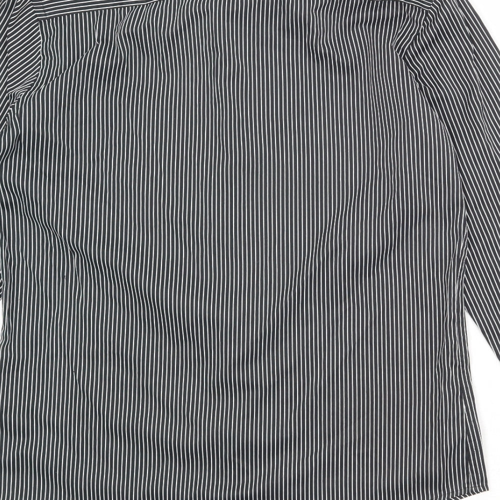 Mens UK Size 15 John Miller Black Button-Up Long Sleeve Casual Shirt