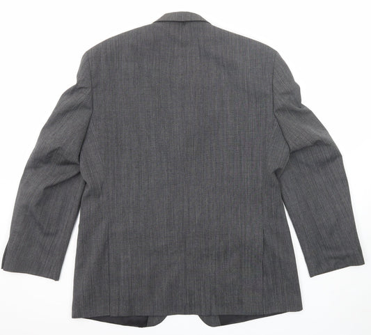 Mens UK Size 44 Pinstripe Regular Grey Suit Jacket